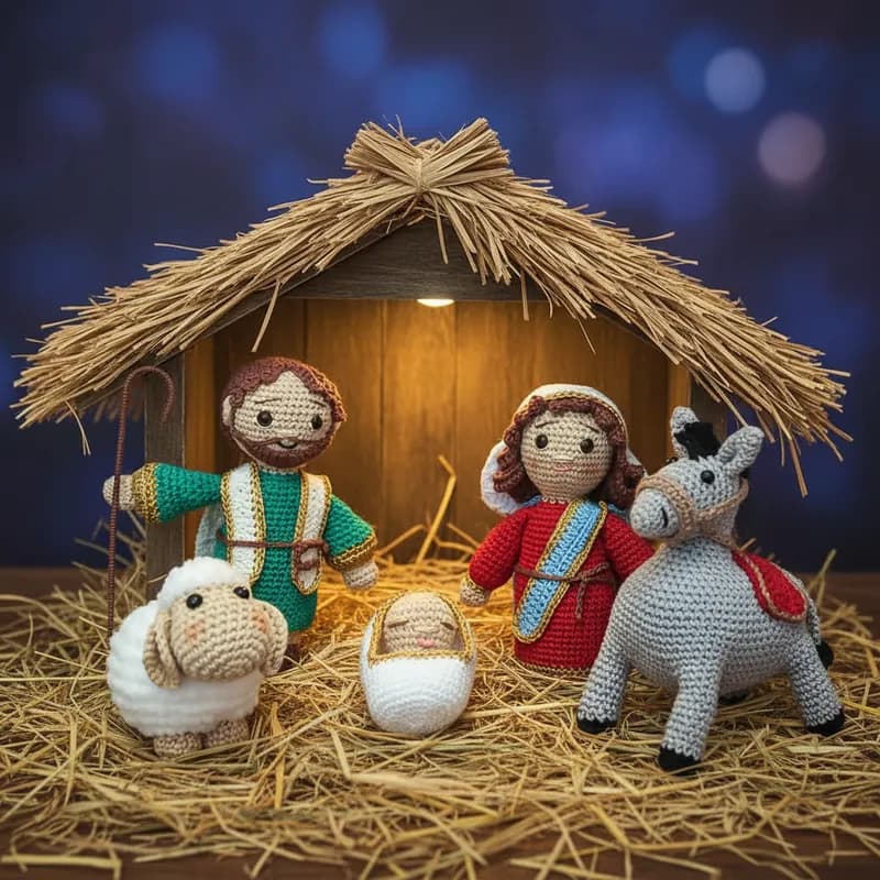 Presépio De Natal Em Amigurumi 5 Peças